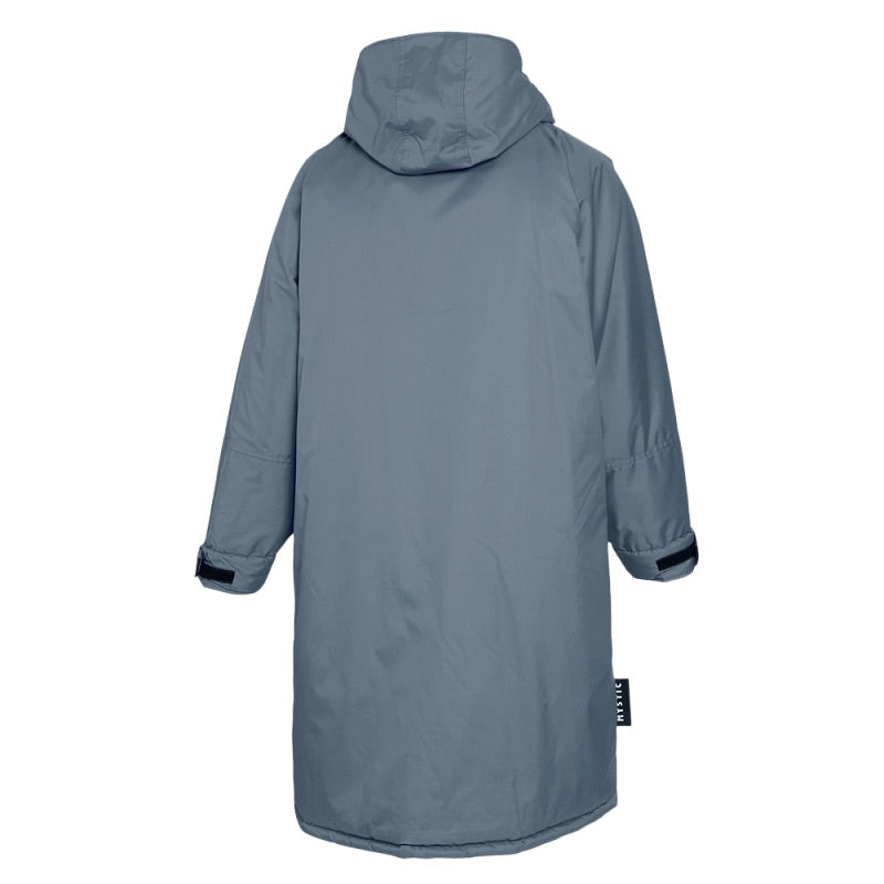 Load image into Gallery viewer, Long gray coat with a hood on a white background
