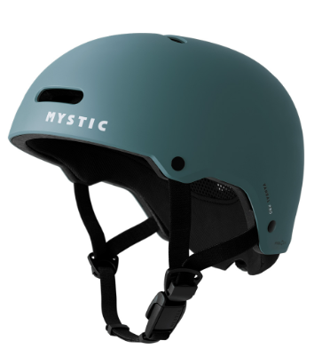 Green Hat Kiteboarding-Mystic Vandal Pro Helmet-Teal helmet with 'Mystic' branding on a white background