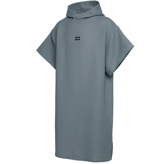 Gray hooded poncho on a white background
