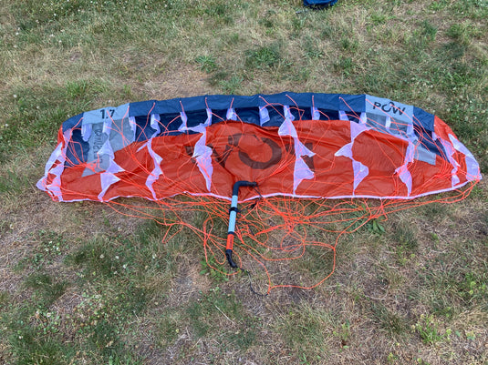 Rear bottom side view of para wing, bar, and lines.