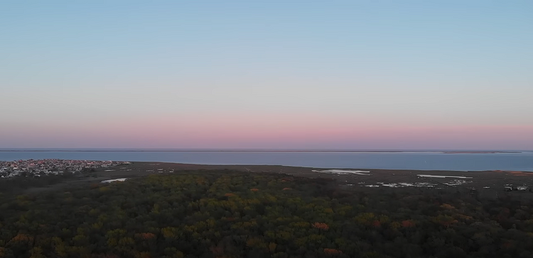 Green Hat Kiteboarding-Pages-Lessons-Drone View of Barnegat Bay at Sunset