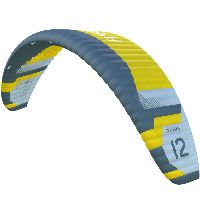 Load image into Gallery viewer, Green Hat Kiteboarding-Flysurfer SONIC5 Mellow Yellow on a White Background
