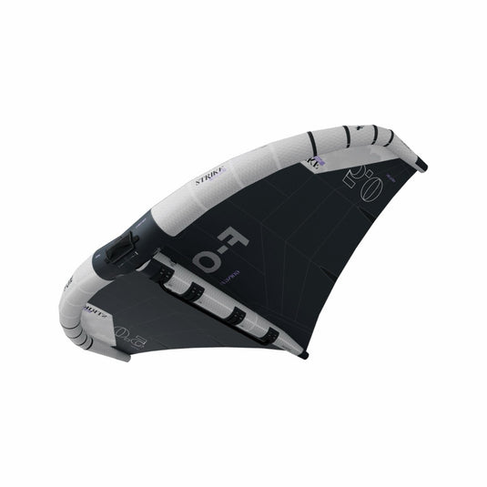 Bottom view of an Onyx and white wing with F-One brand logo on a white background