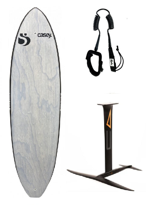 Green Hat Kiteboarding-Sunova/Code/Kaohi Prone Foiling Package-Sunova Pilot Mid with Kaohi Leash and Code Foil on a white background
