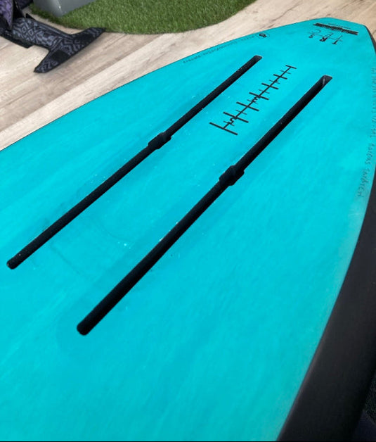 Green Hat Kiteboarding-Sunova X 4'8 Foil Drive Foilboard USED-Close Up View of Foil Tracks