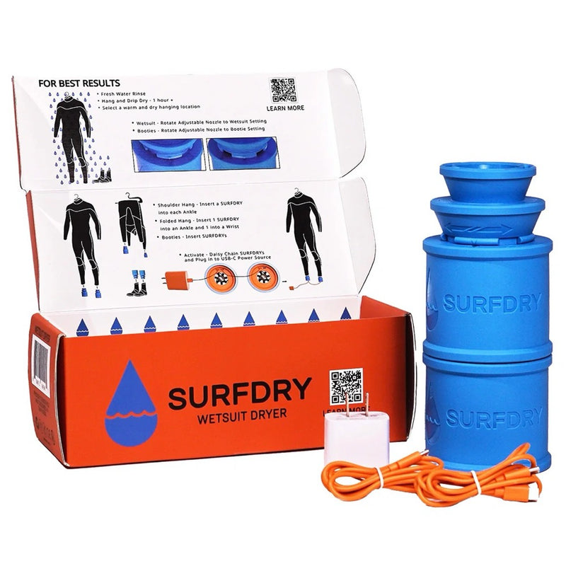 Load image into Gallery viewer, Surfdry wetsuit dryer with packaging and accessories on a white background
