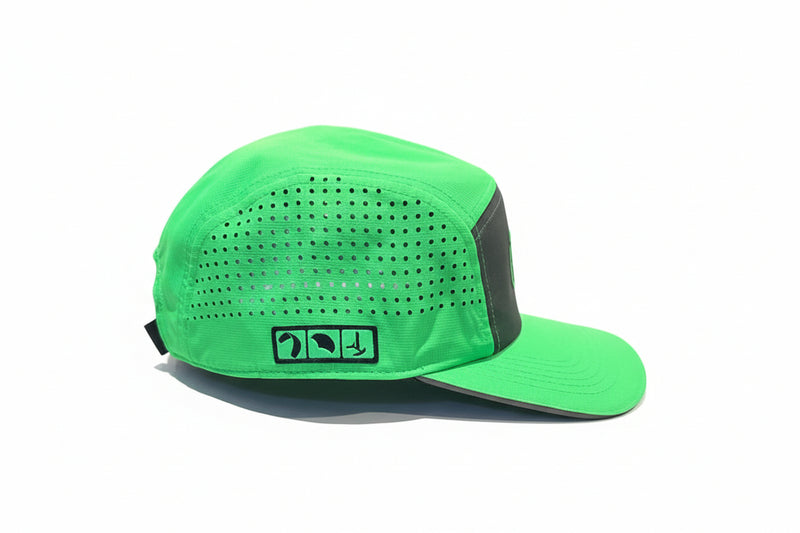 Load image into Gallery viewer, Green and Black side of a surf cap on a white background
