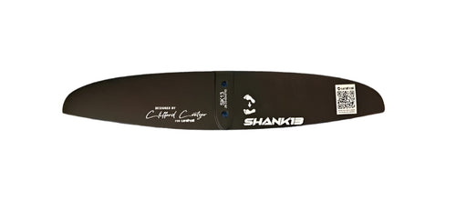 Green Hat Kiteboarding-Unifoil Shank 13 Carbon Stabilizer-Top View of  Shank  Stab on a White Background.