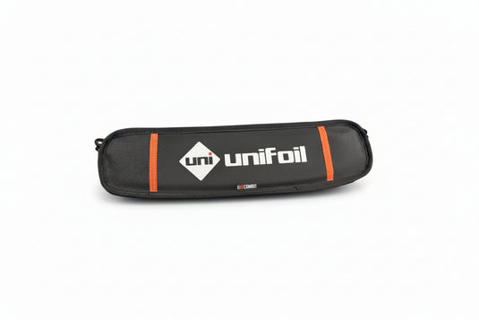 Black and orange carry case with 'unifoil' branding on a white surface.