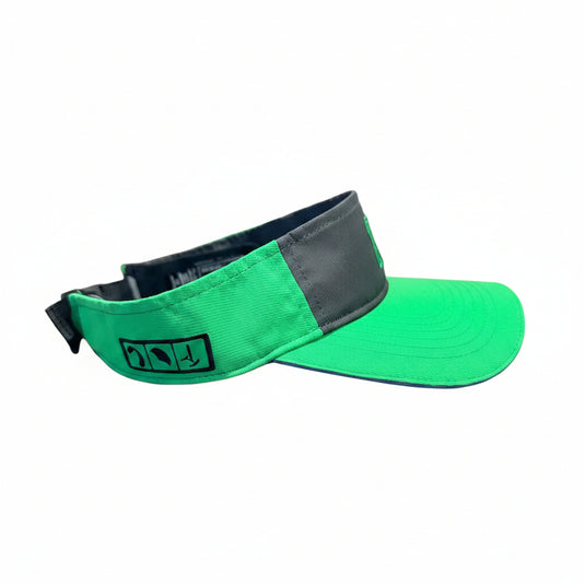 Green Hat Kiteboarding Powered By Vaikobi Performance Visor on a white background.