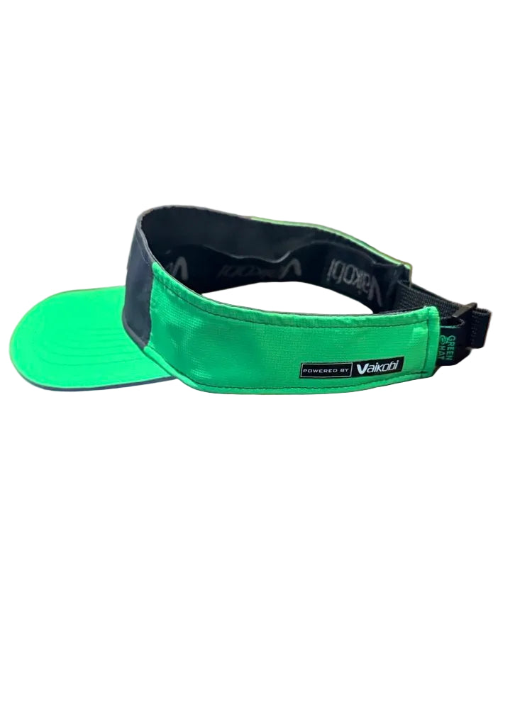 Load image into Gallery viewer, Green Hat Kiteboarding Powered By Vaikobi Performance Visor on a white background.
