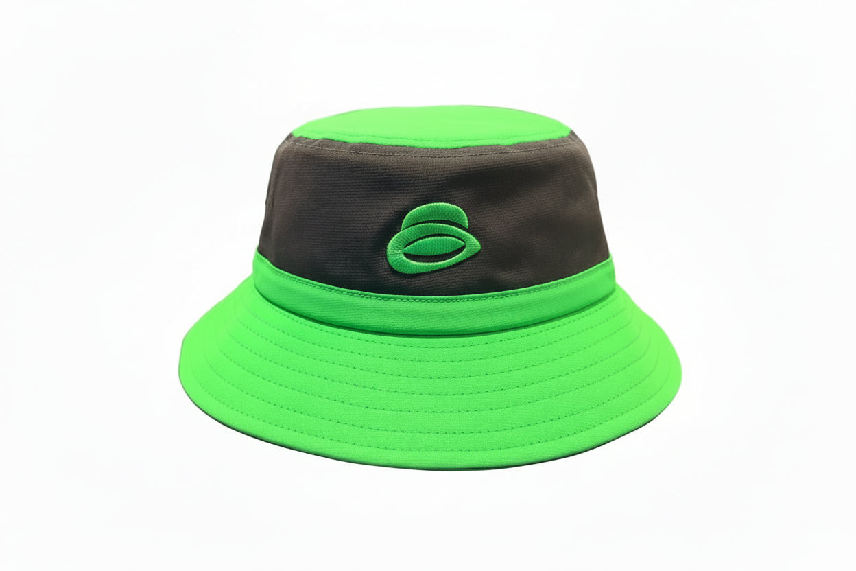 Green and black hat with a Green Hat logo on the front