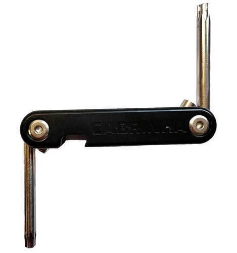Picture of the black Cabrinha Torx Multi Tool with the 6mm & 5mm tools opened up