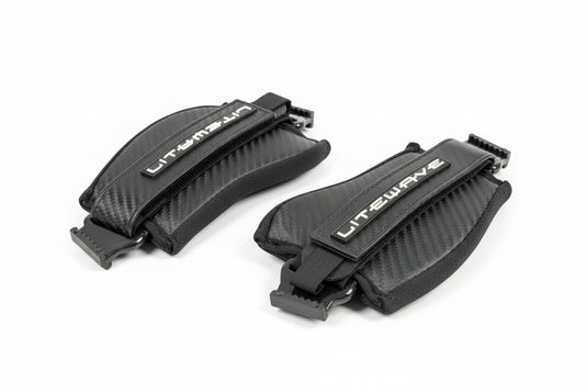 2 litewave straps on a white surface 