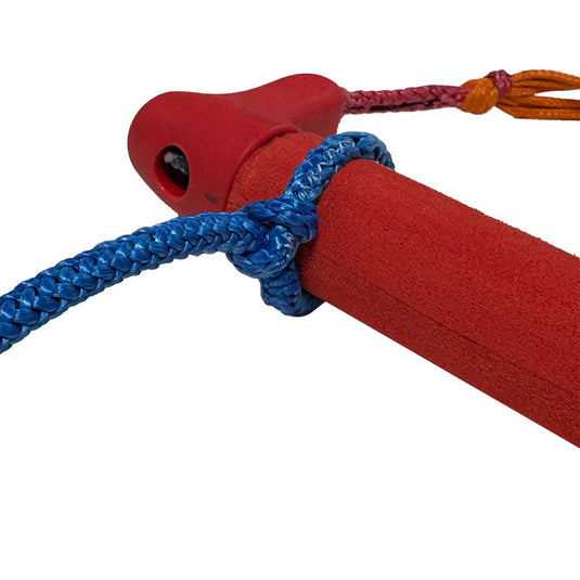 Green Hat Kiteboarding-PKS Parawing Harness Line on  Parawing Bar-Close Up of Attachment Second Knot