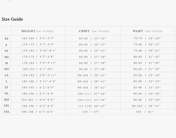 2022 Mystic Marshall 5/3 Front-Zip Wetsuit Size Chart