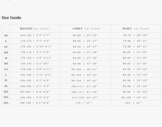 2022 Mystic Marshall 4/3 Front-Zip Wetsuit Size Chart
