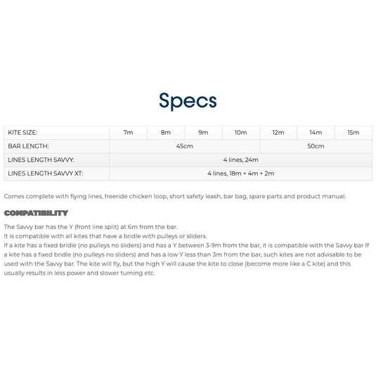 2023 Crazyfly Savvy Control Bar Specifications