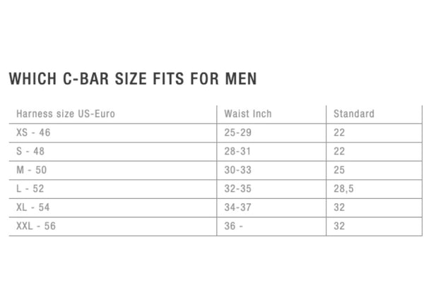 Ion C-Bar 2.0 Kitesurf Hook Spreader Bar Size Chart