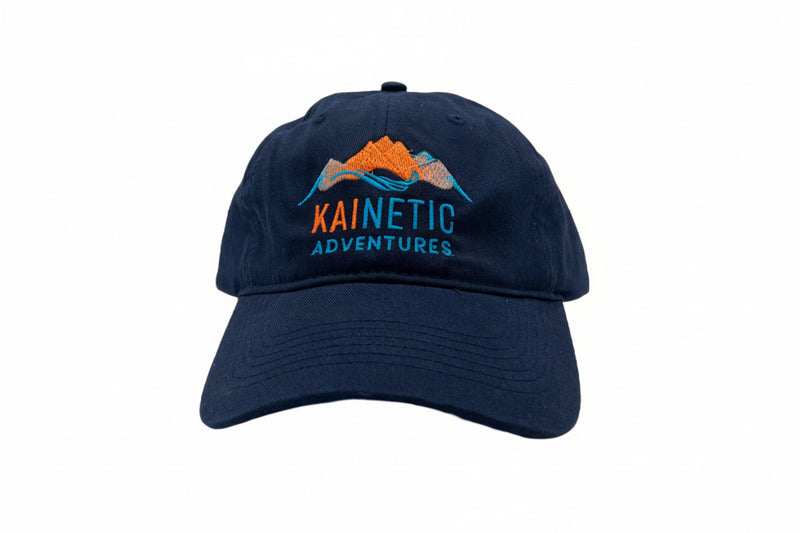 Load image into Gallery viewer, Navy blue cap with 'Kainetic Adventures' logo on a white background
