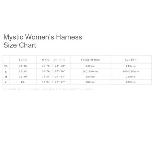 2021 Mystic Passion Harness Size Chart