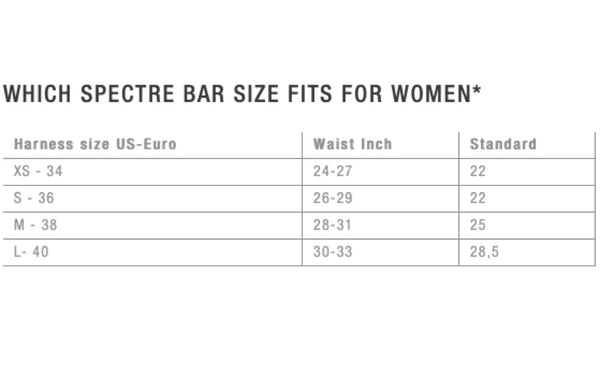 Ion Spreader Bar Kite Spectre Women's Size Chart
